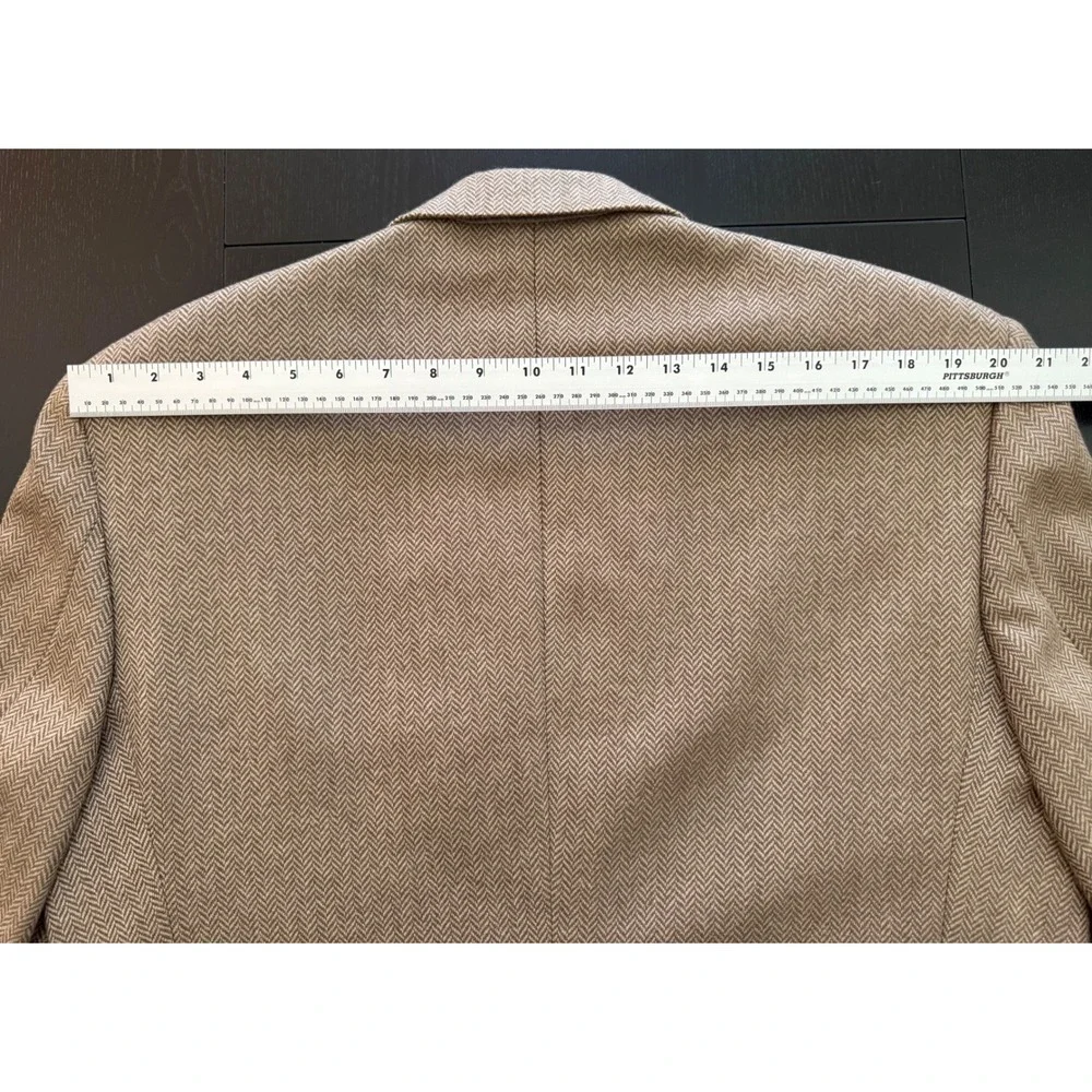 Alan Lebow Herringbone Sport‎ Coat Mens 44R Tan Wool Cashmere Blazer Jacket
